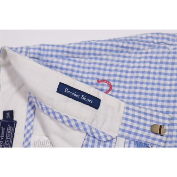 Vineyard Vines Kentucky Derby Blue Seersucker Flat Front Breaker Shorts Men's 34 - Picture 7 of 7